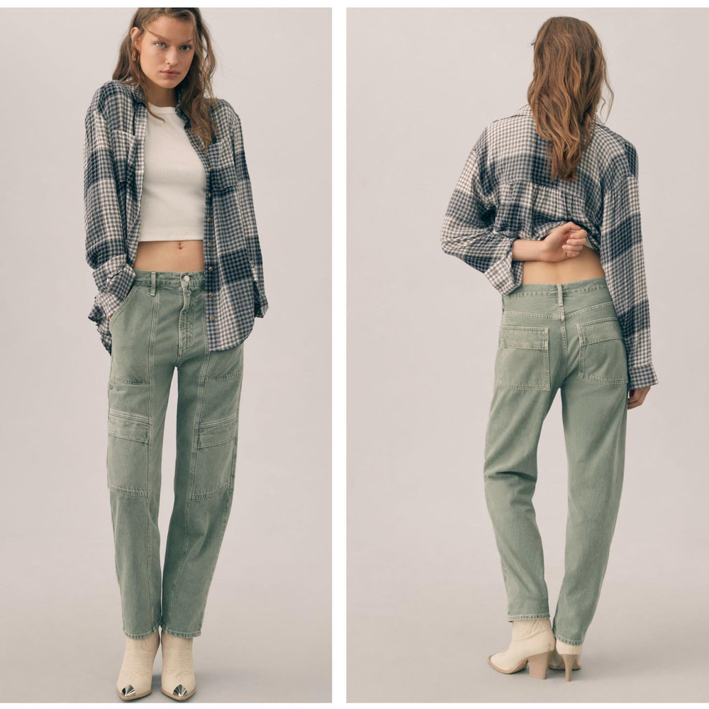 AGOLDE Cooper Cargo Straight Jeans in “Salamander Green”
